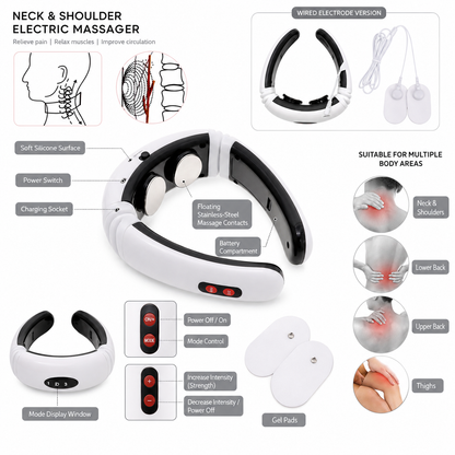 Cordless Electric Pulse Neck Massager with Heat