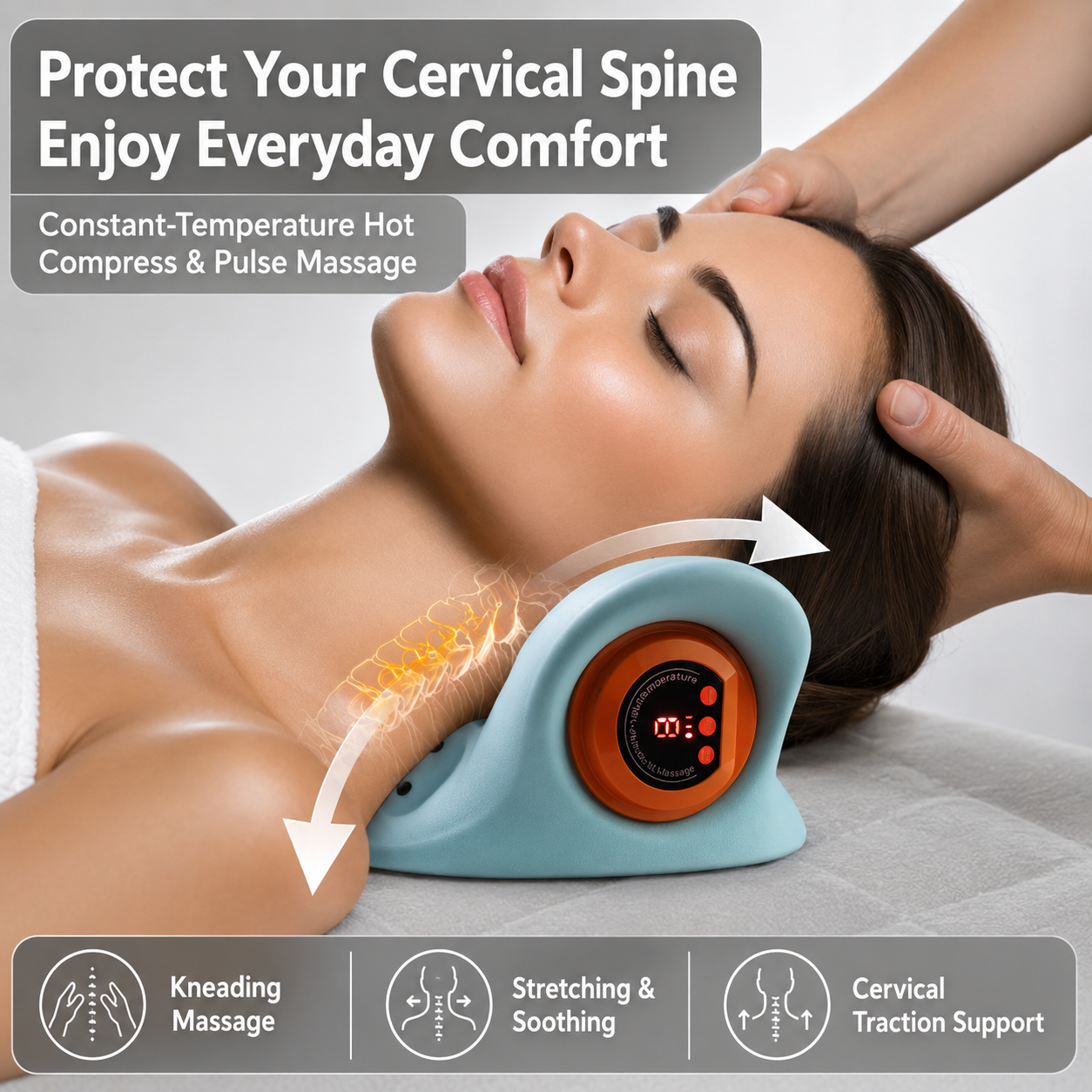 Hugterra Cervical Neck Massager with Heat, 6 Speeds
